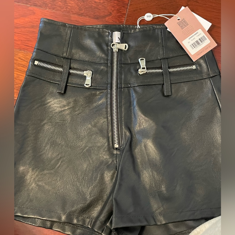 Leather “Tiger Mist” High-Waisted Shorts